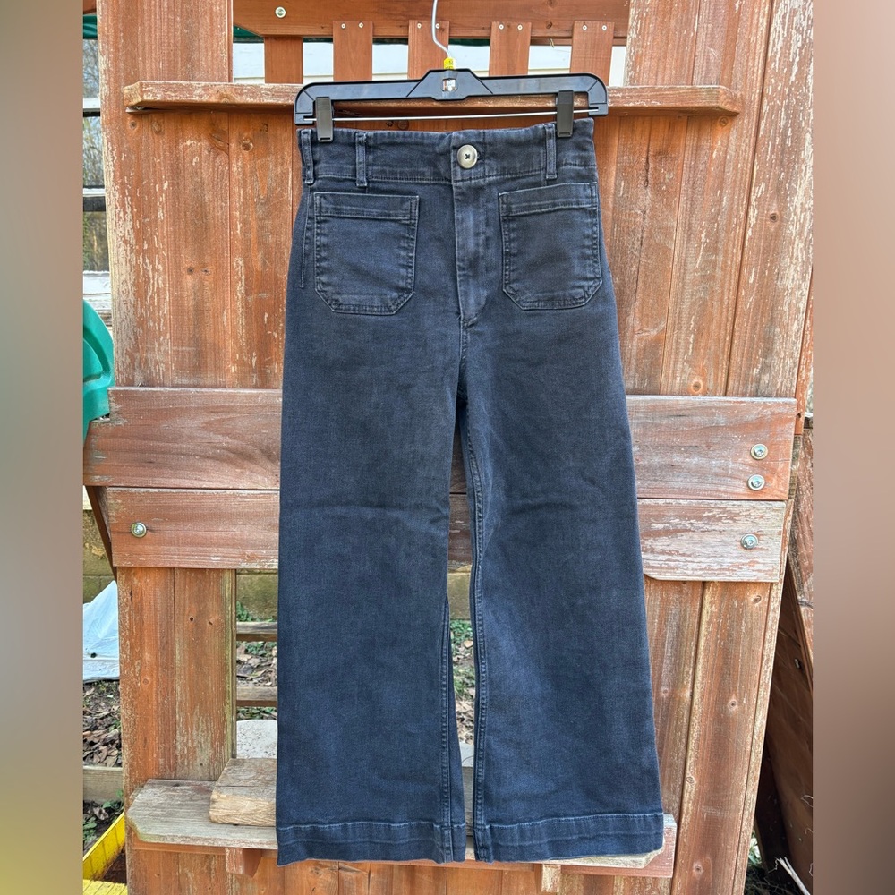 Maeve Wide-Leg High-Rise Jeans in Dark Charcoal